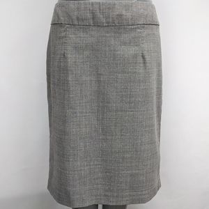 Sz 6 (S) Banana Republic Gray Stripe Wool Knee-Length Career Office Pencil Skirt
